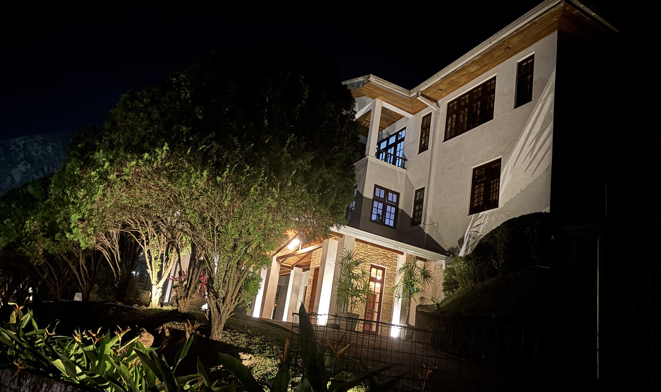 Beautifully illuminated gardens at night